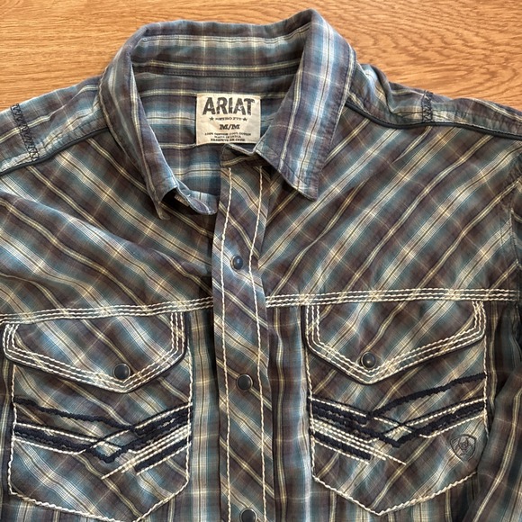 ARIAT Western Shirt Men's Medium Multicolor Retro Fit Snap Buttons Cowboy Ranch - Picture 2 of 8